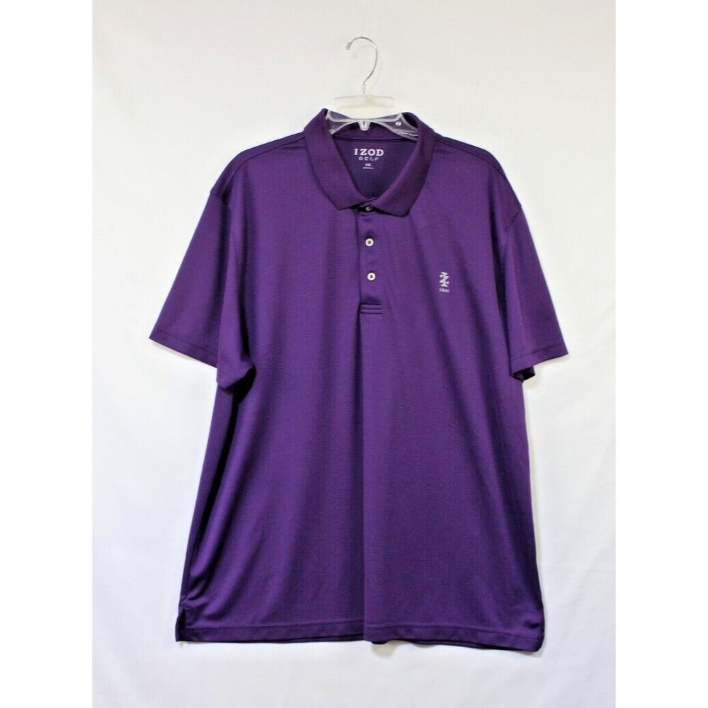 Izod Shirt Mens XXL 2XL Purple Check Golf Performance Stretch Casual Logo Tops